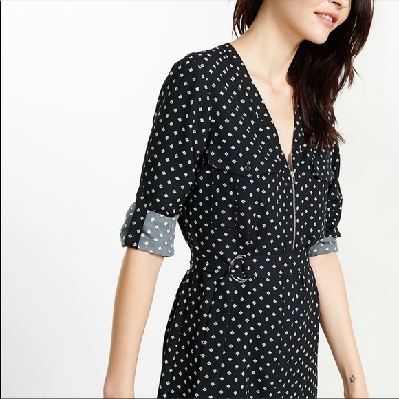 Express Dresses & Skirts - Express Shirt Dress Belted Zipper Detail Black
